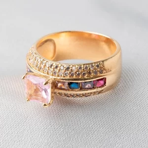 Anel chuveiro colorido cravejado