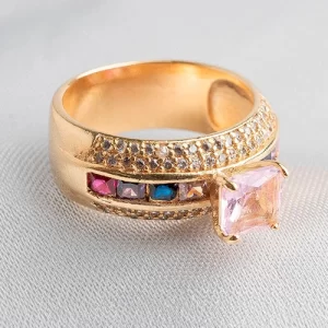 Anel chuveiro colorido cravejado