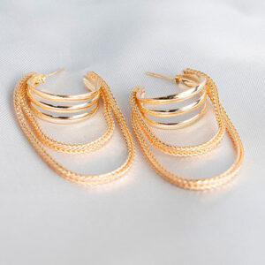 Brinco argola tripla com correntes