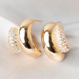 Brinco meio anel com zirconia