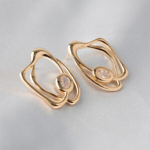 Brinco organico vazado com gota zirconia