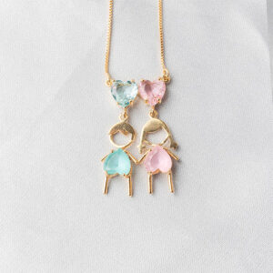 Colar dois filhos de zirconia