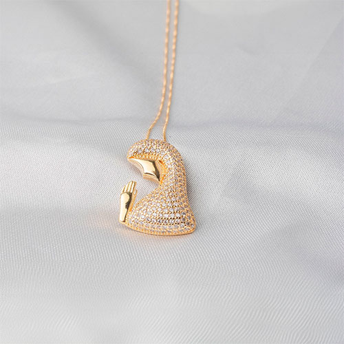 Colar Nossa Senhora de perfil cravejada - Imagem 2