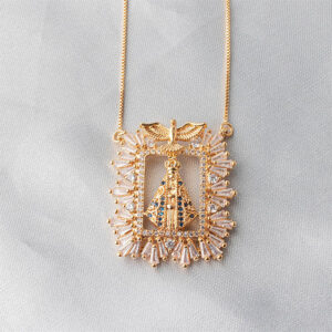 Colar retrato  Nossa Senhora cravejado