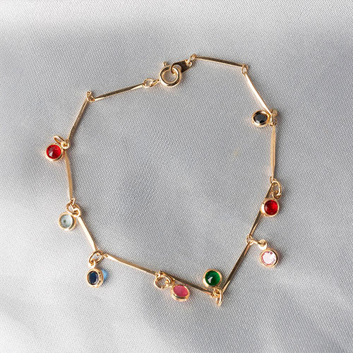 Pulseira delicada com pingentes coloridos - Imagem 3