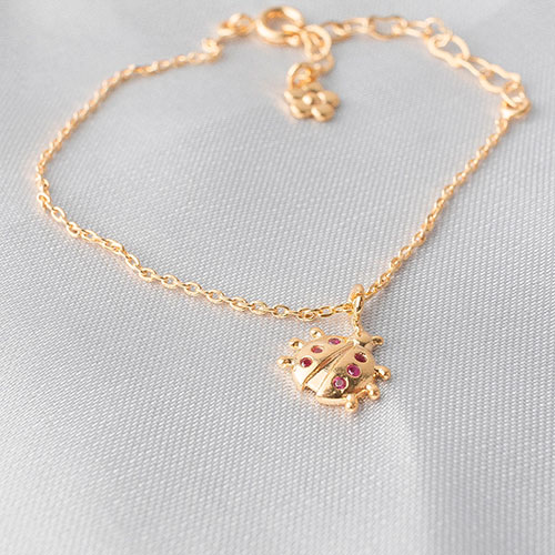 Pulseira infantil com pingente joaninha - Imagem 3