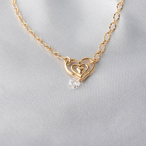 Tornozeleira com coração e pingente zirconia - Imagem 4