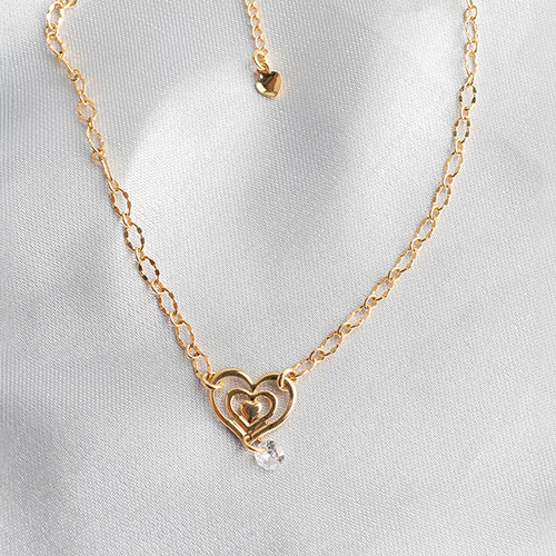 Tornozeleira com coração e pingente zirconia - Imagem 2