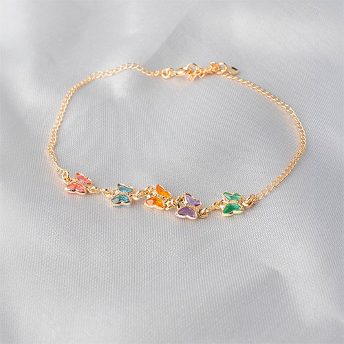 Tornozeleira com pingentes de borboleta colorido - Imagem 2