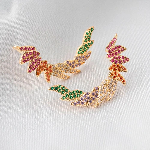 Brinco asas zirconias coloridas - Imagem 2