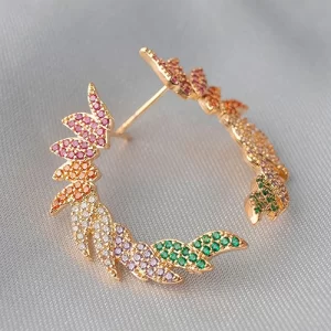 Brinco asas zirconias coloridas