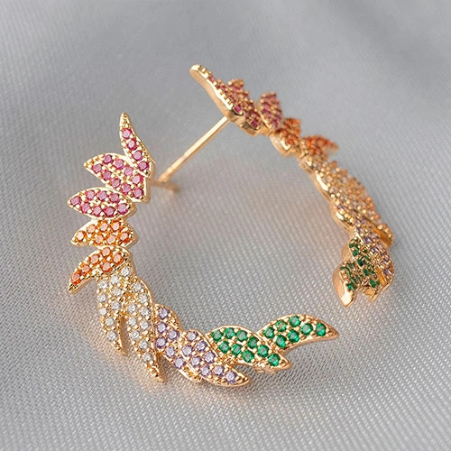Brinco asas zirconias coloridas